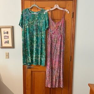 Floral Green and Pink Dresses